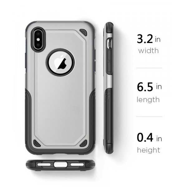 Wholesale iPhone Xs Max Tough Armor Hybrid Case (Silver)